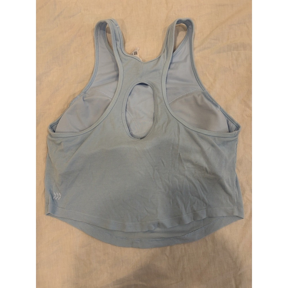 All In Motion Women Medium Blue Ribbed Crop Tank Athleisure Pilates Balletcore - Picture 4 of 5